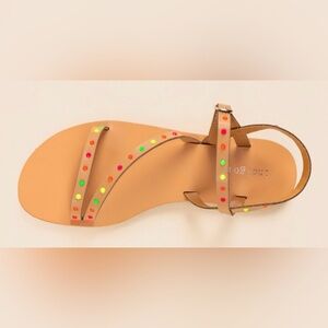 Tan and Red Sandals with Minimalist Design